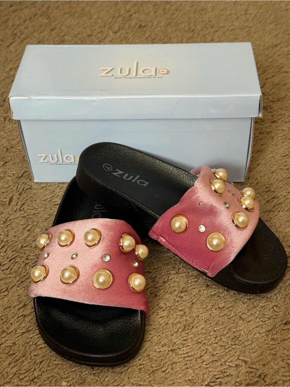 Zula Pink Pearl-Embellished Slide Sandals - Women
